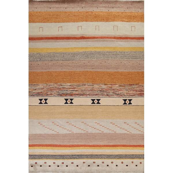 slide 1 of 19, Vegetable Dye Modern Gabbeh Persian Area Rug Hand-knotted Wool Carpet - 8'0" x 10'7"