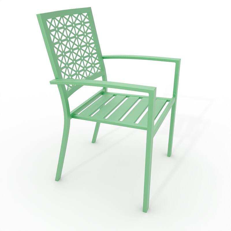 3-Piece Bistro Set, Outdoor Bistro Set, Stackable Metal Square Table and Chairs - 22.8x21.5x35in