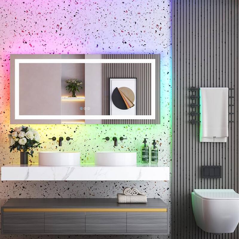 LED & RGB Lighted Anti-Fog Temperd Glass Wall Bathroom Vanity Mirror