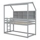 preview thumbnail 35 of 38, Twin Over Twin Low Bunk Bed with House Semi-enclosed Roof and Guardrails
