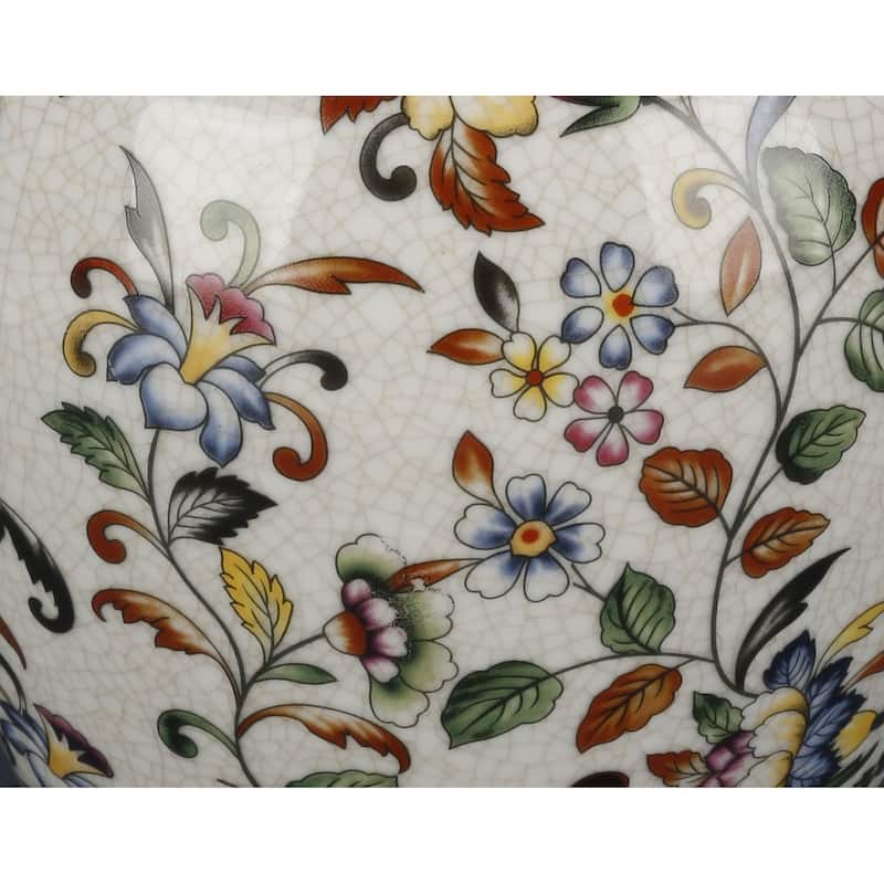 Aa Importing 10" Jar With Lid, Floral Design - 10 X 8.5 X 8.5 inches