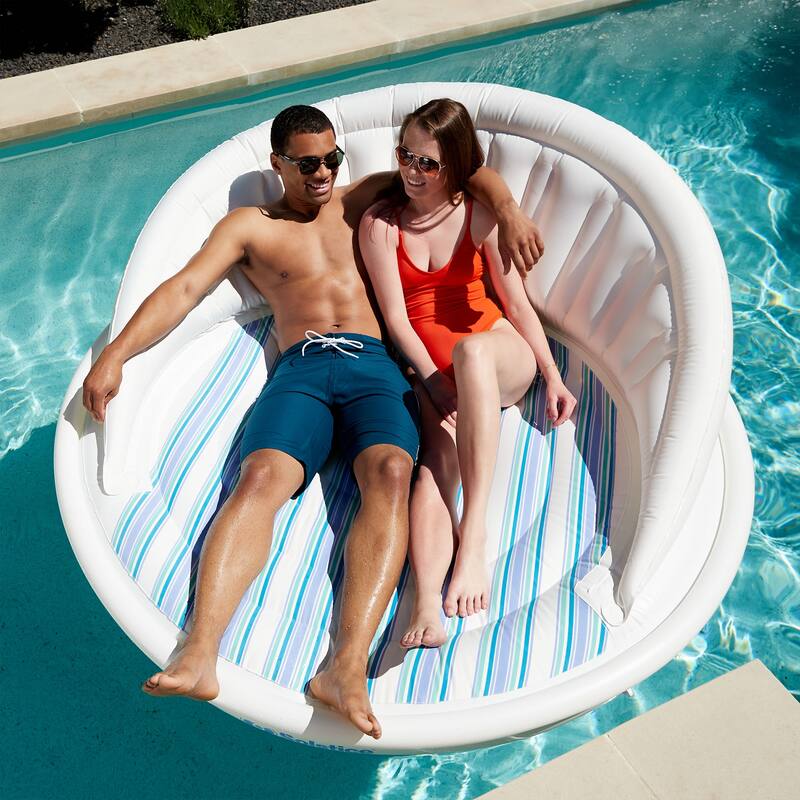Swimline Solstice Aqua Sofa Inflatable Pool Lounger Float with Instaflate System - 15