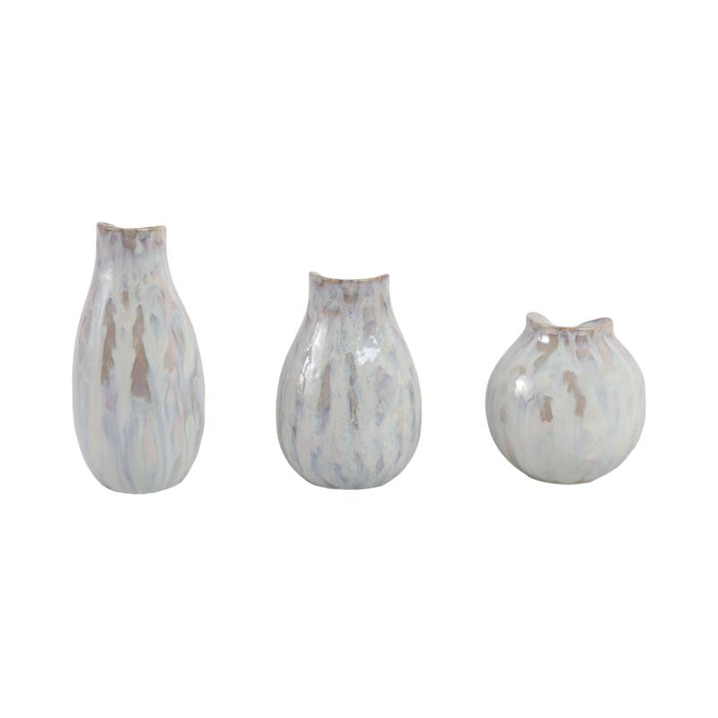 Stoneware Decorative Vases Modern Sleek Sculptural Design (Set of 3)