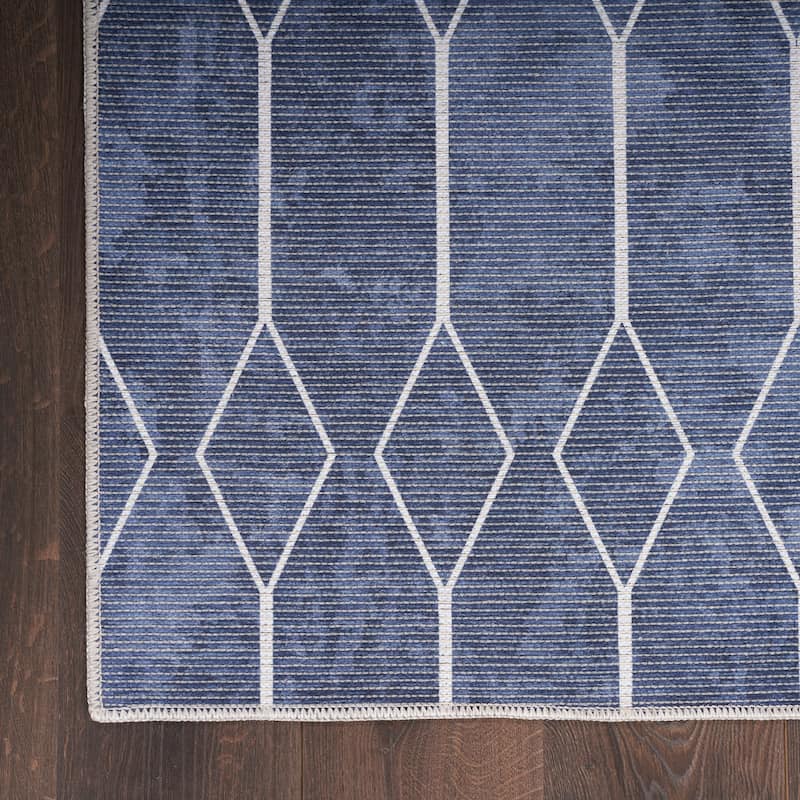 New Concept Washables Indoor only Geometric Machine Washable Area Rug - 5' 3" x 7' 3" - Navy - Rectangle