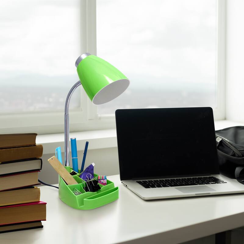 18.5 in. Chrome Finish Table Lamp with Green Shade, Desk Lamp for Writing and Computer Desks