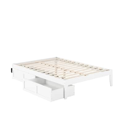 Charm Bed with USB Charger & Drawers - Full Size, White - Modern Storage Bed