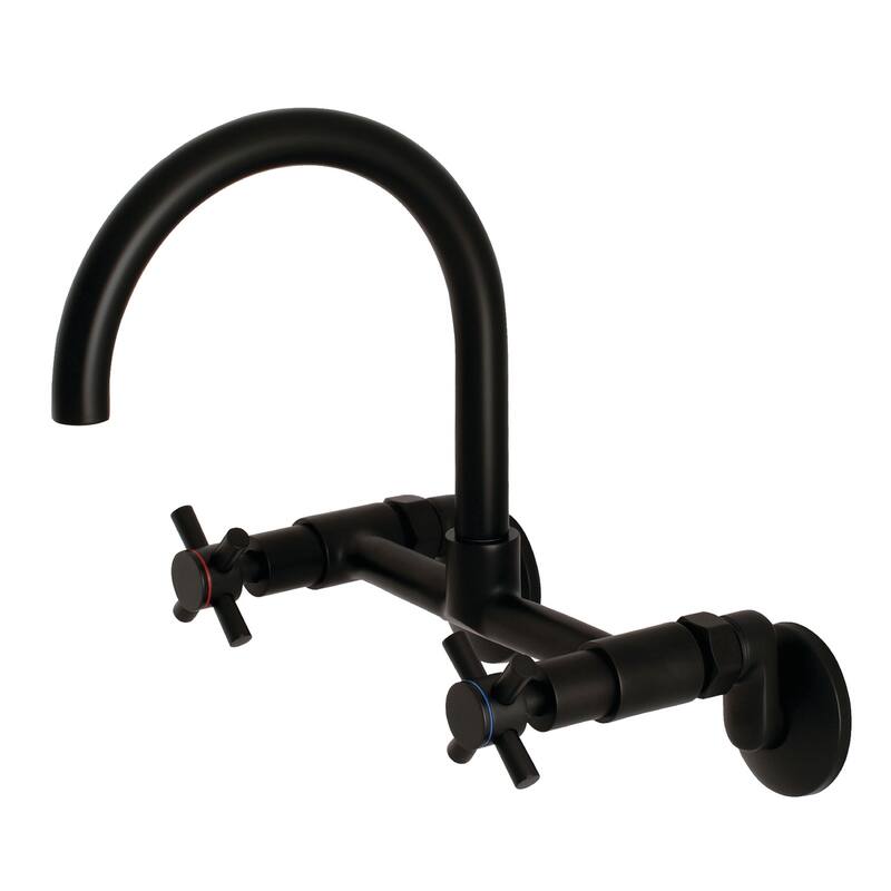 Kingston Brass Concord 8 in. Adjustable Center Wall Mount Kitchen Faucet - Matte Black