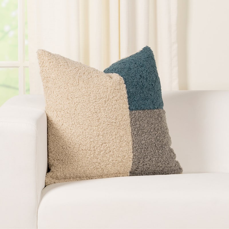 Tiffany Trio Patch Boucle Textured Throw Pillow - Aegean