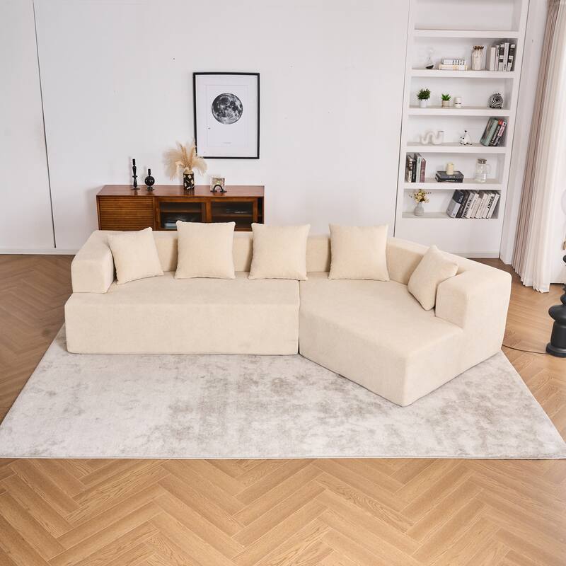 Special Shape Sleeper Sofa Chenille Floor Couch Deep Seat Recliner