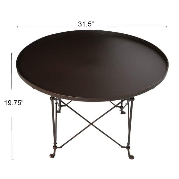 dimension image slide 0 of 3, Round Metal Side Table with Claw Feet