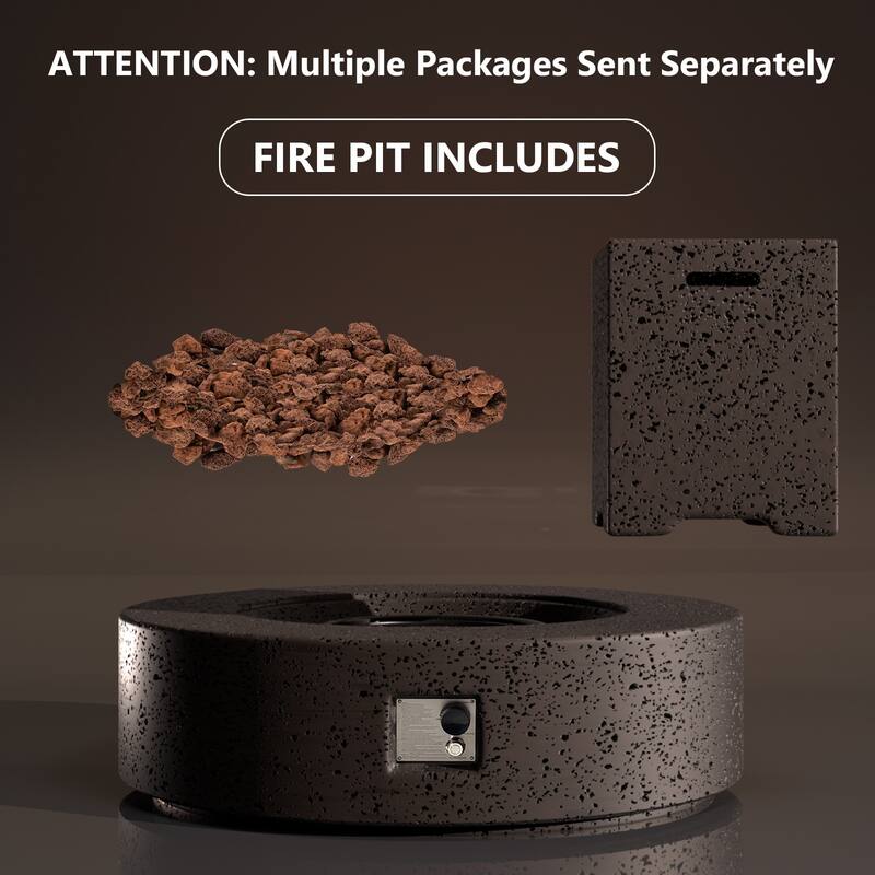 COSIEST Outdoor 41''Round Concrete Fire Pit Table with Tank