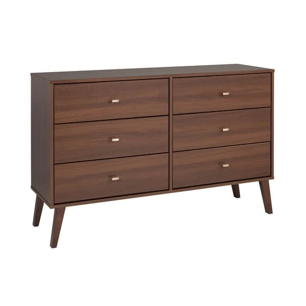 prepac milo mid century modern 6 drawer double dresser Prepac Milo Mid-Century Modern 6 Drawer Double Dresser for Bedroom, Chest  of Drawers, Contemporary Bedroom Furniture - Overstock