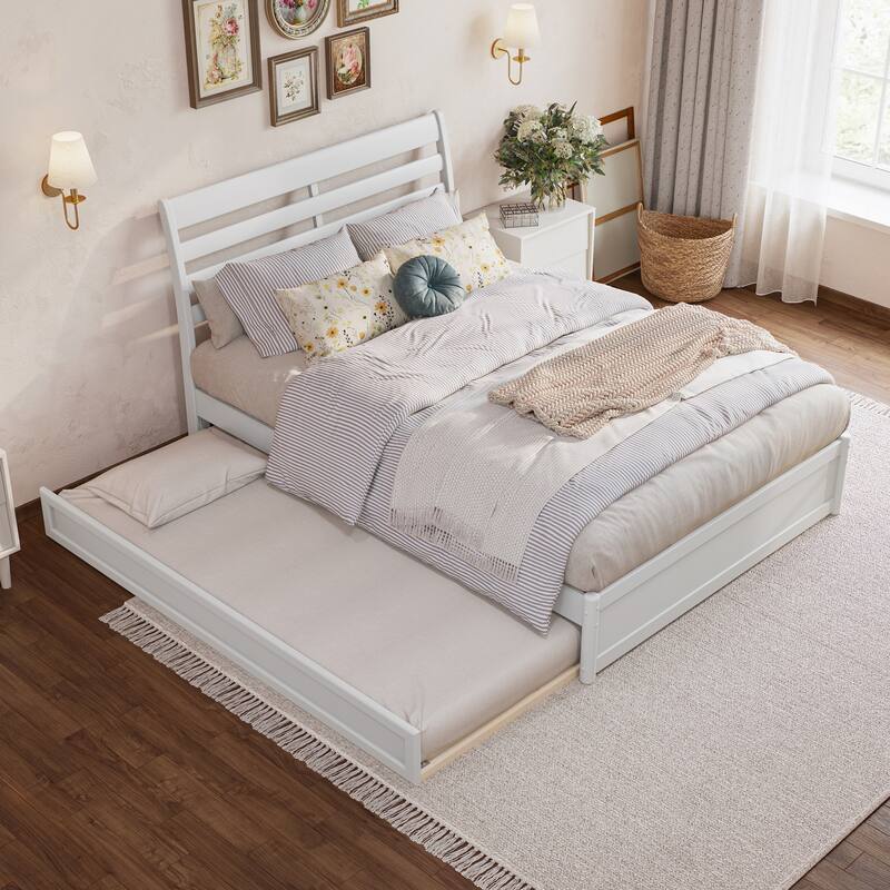 Emelie Platform Bed with Panel Footboard and Twin Trundle