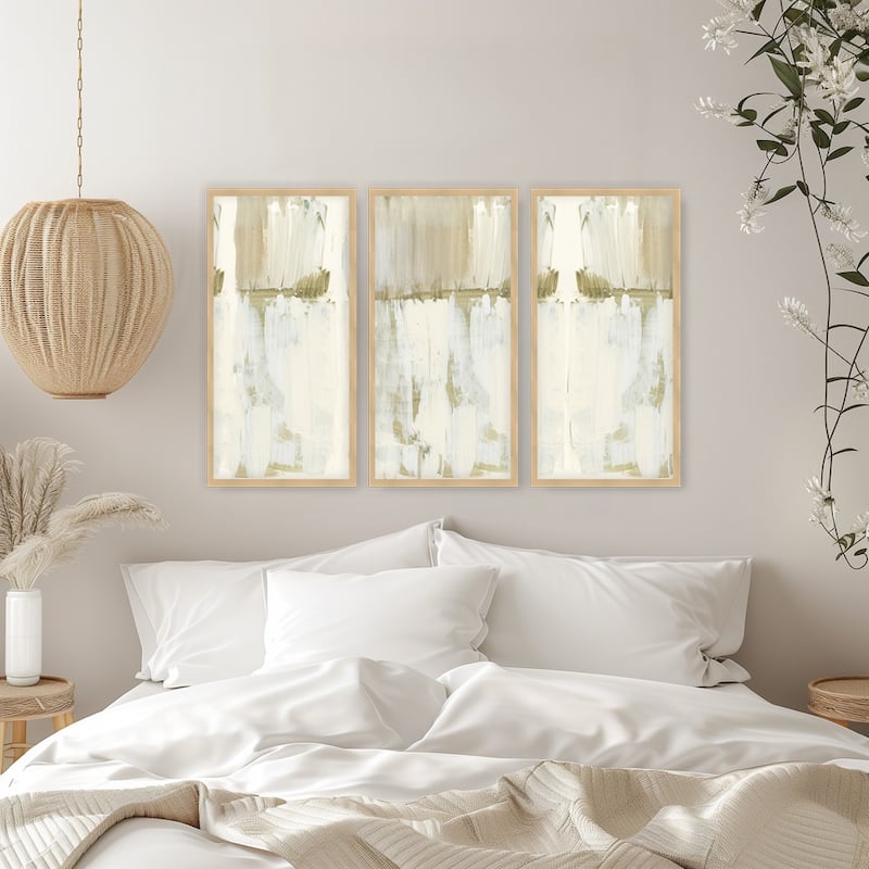 "Ivory Drift" Set of Three Framed Textured Wall Art - Multi-Color