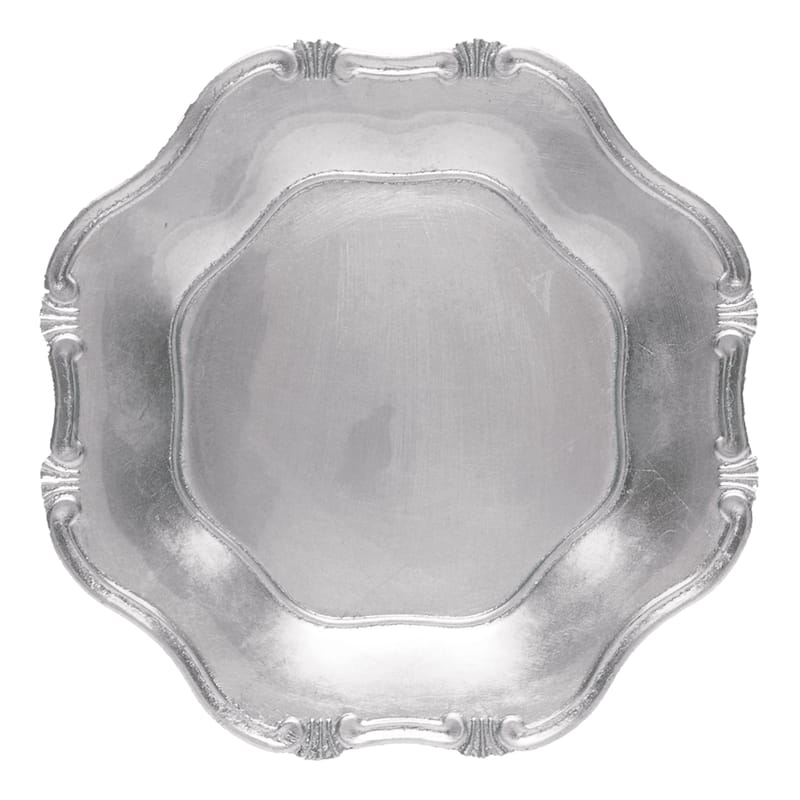 Silver Baroque Charger Plate 13" Set of 12 - 13" Dia x 0.5" H
