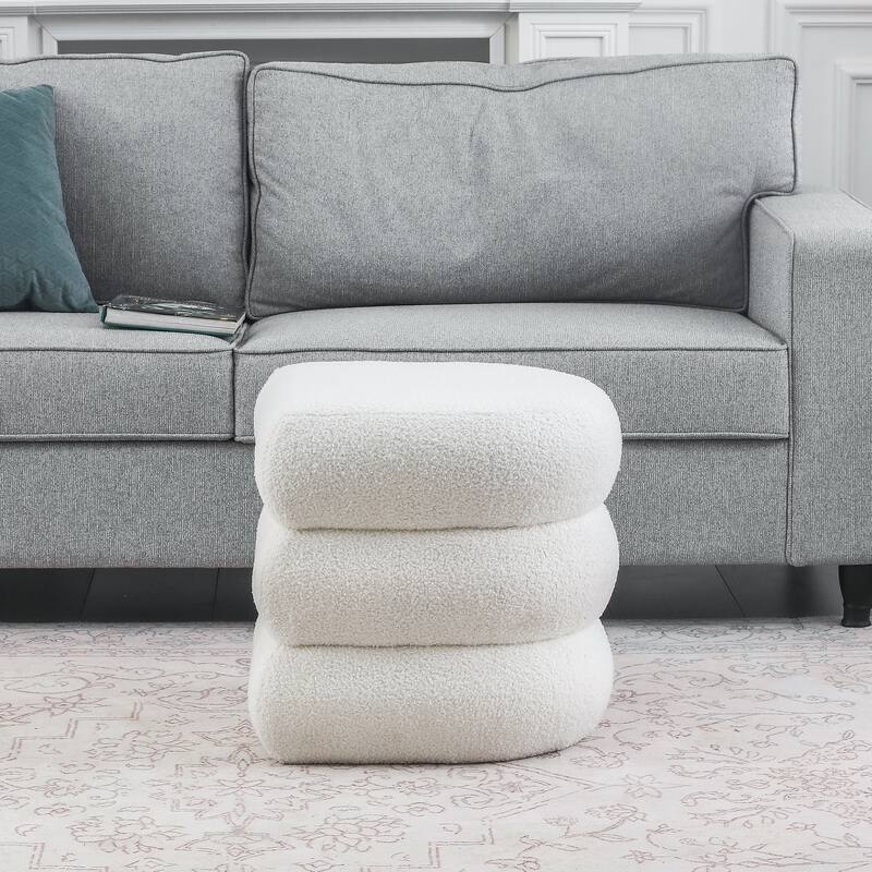 Adeco Boucle Ottoman Upholstered Footrest