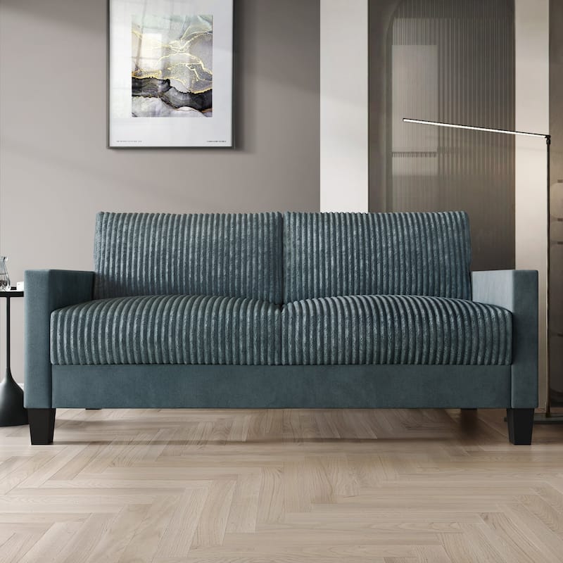 CraftPorch Corduroy Mid-Century Modern Velvet Upholstered 2-Piece Living Room Set