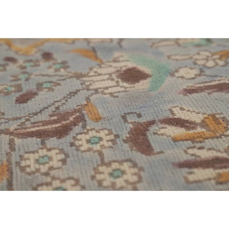 Blue Floral Tabriz Persian Rug Handmade Traditional Wool Carpet - 6'7"x 9'7"