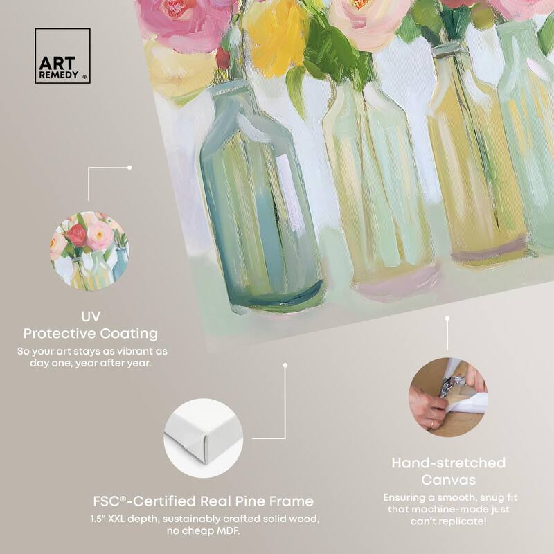 Bottled Blooms Canvas by Art Remedy, Gallery Wrapped