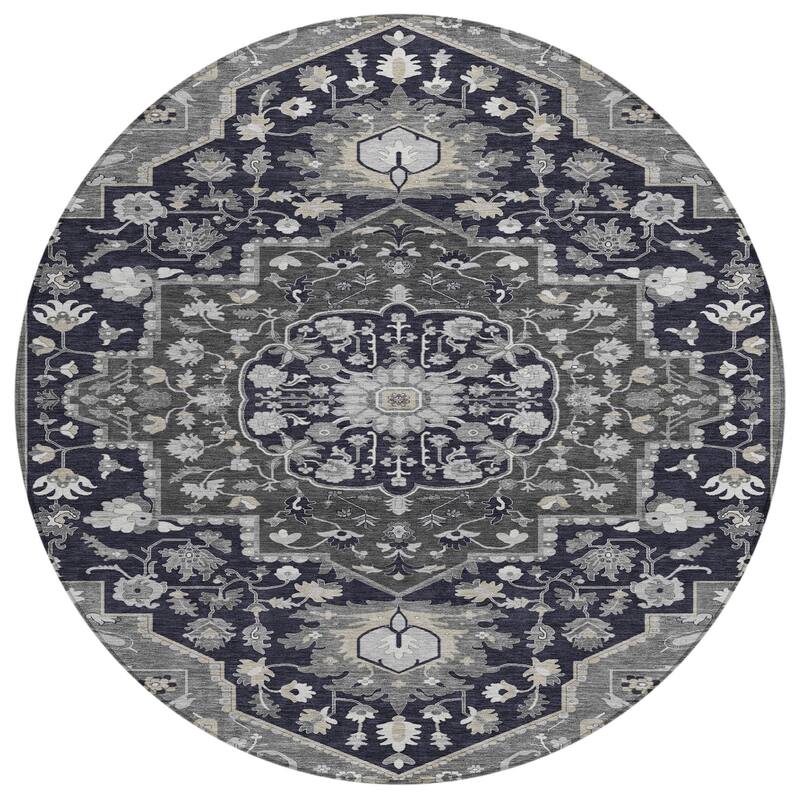 Machine Washable Indoor/ Outdoor Traditional Medallion Chantille Rug