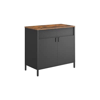 White Wooden Storage Sideboard, Buffet Table with Adjustable Shelves and Glass Doors - 15.7”D x 31.5”W x 29.9”H
