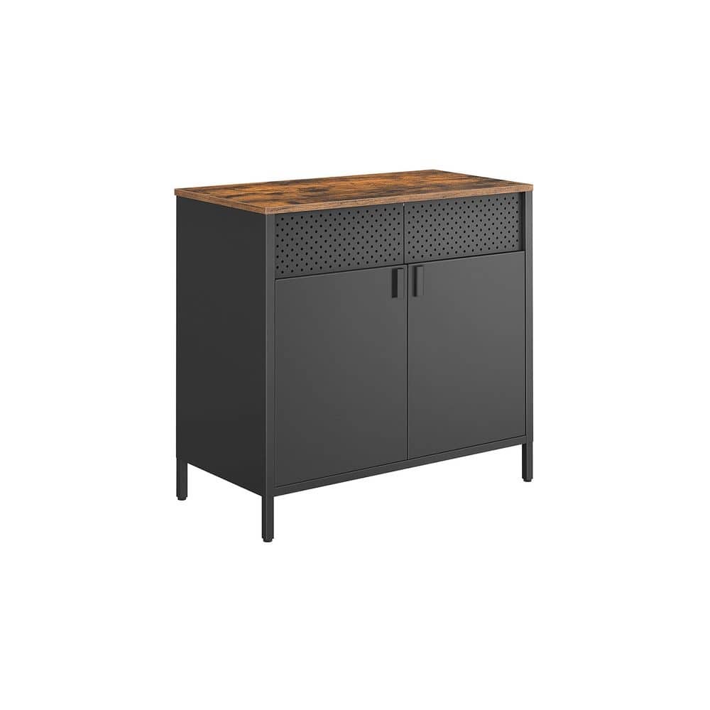 White Wooden Storage Sideboard, Buffet Table with Adjustable Shelves and Glass Doors - 15.7”D x 31.5”W x 29.9”H