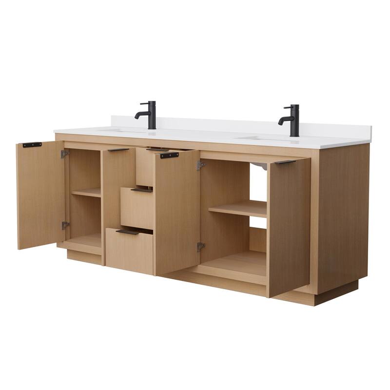 Wyndham Collection Maroni 80" Free Standing Double Basin Vanity Set