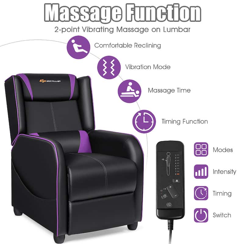 Goplus Massage Gaming Recliner Chair Single Living Room Sofa Home