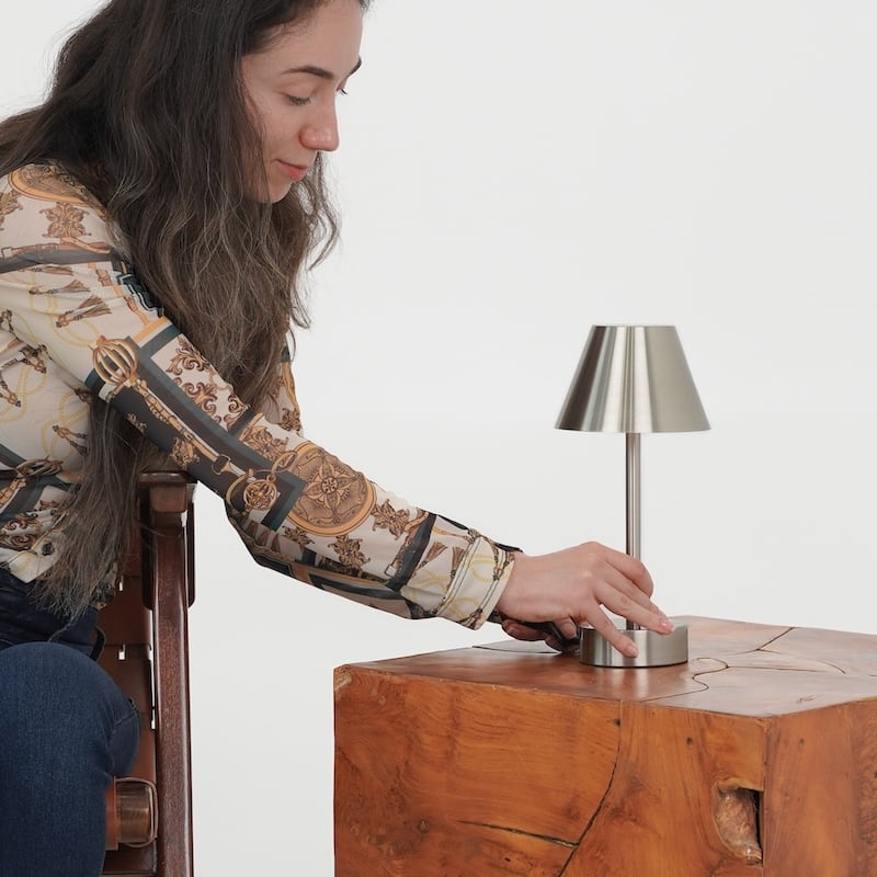Aurora Rechargeable Brushed Nickel LED Table Lamp