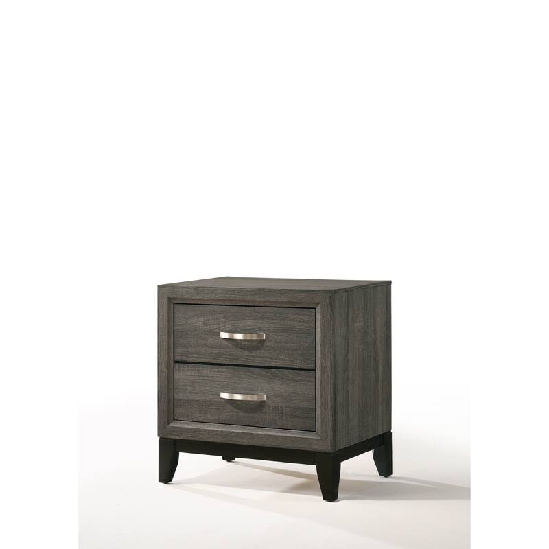 Weathered Gray Finish Nightstand with 2 Spacious Drawers and Metal Glides