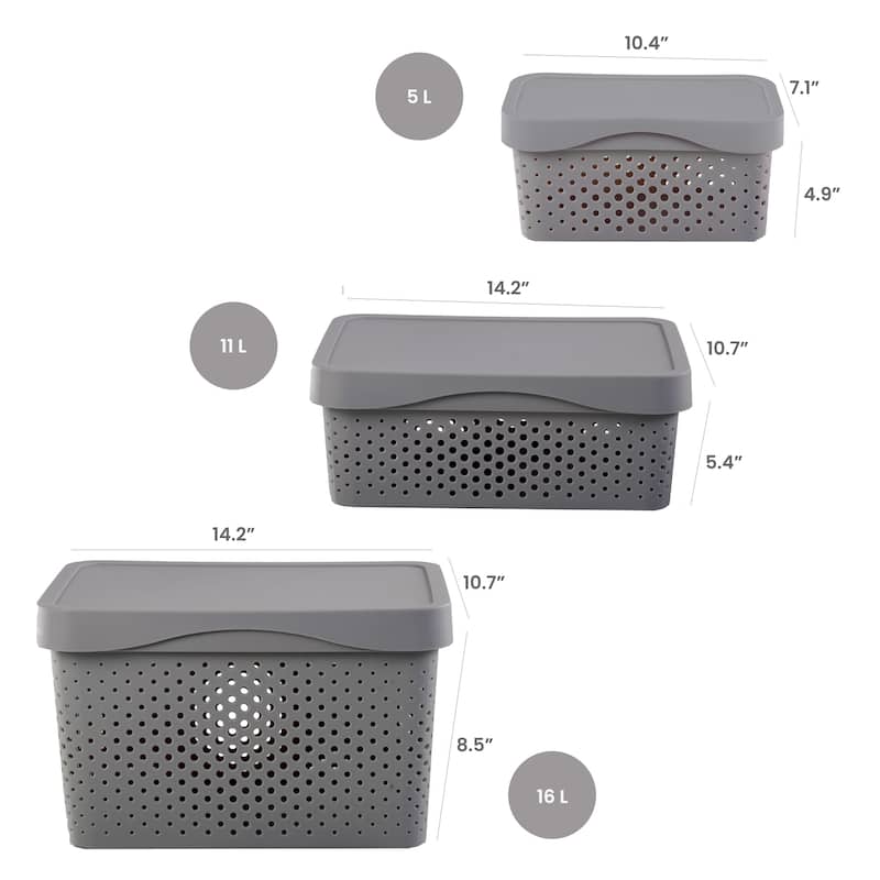 HANAMYA Lidded Storage Bin Organizer