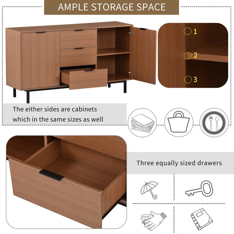 Contemporary Style Large Storage Space Particleboard Sideboard