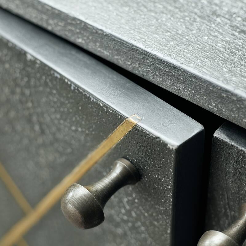 Dane River of Goods Grey and Gold-Colored Wood Cabinet with Metal Hardware - 54" x 13" x 20"