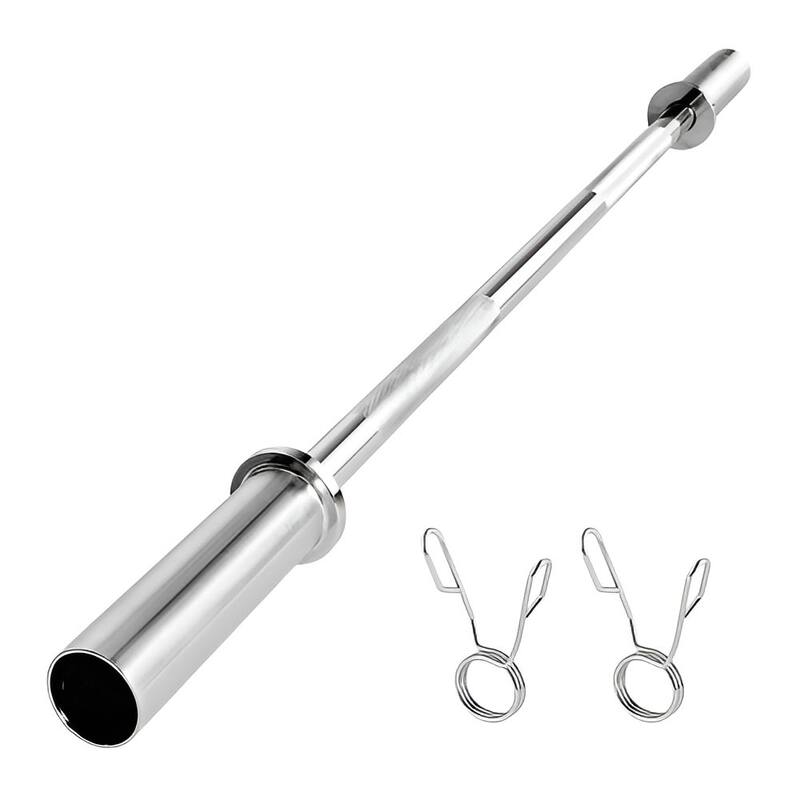 Silver Solid Steel Barbell with 500lbs Capacity and Rotating Sleeves and Knurled Grip - 4-Feet