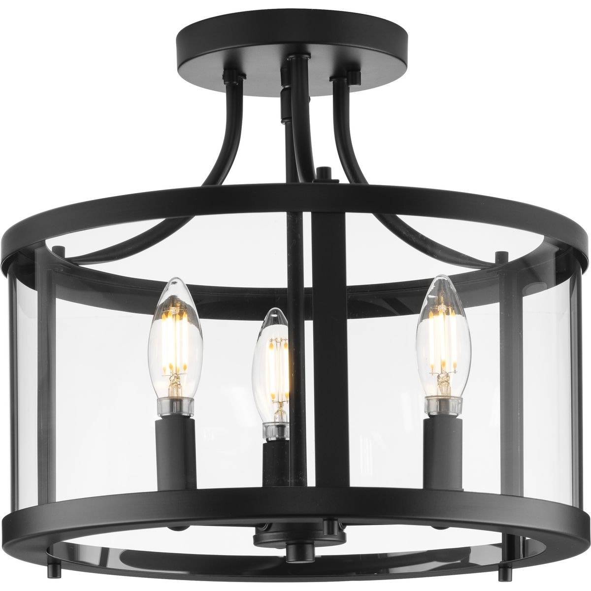 Progress Lighting Gilliam Collection 13 in. Three-Light Matte Black New Traditional Semi-Flush Mount - 13 in x 13 in x 12.12 in