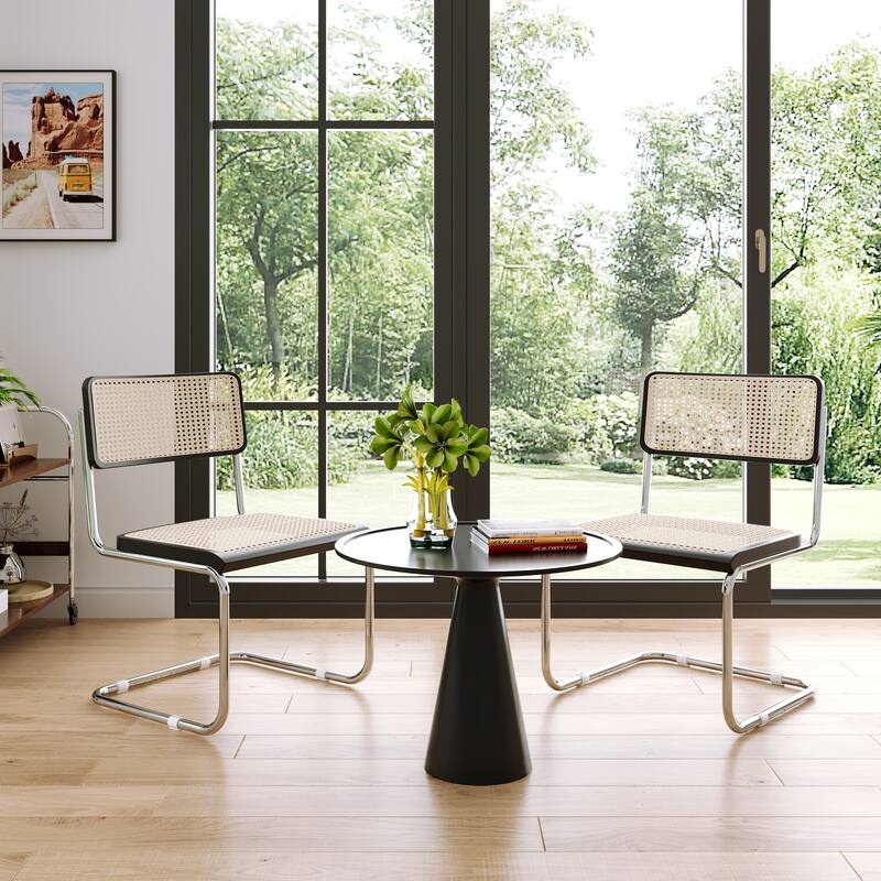 JASIWAY Mid century Modern Rattan Side chairs (Set of 2)