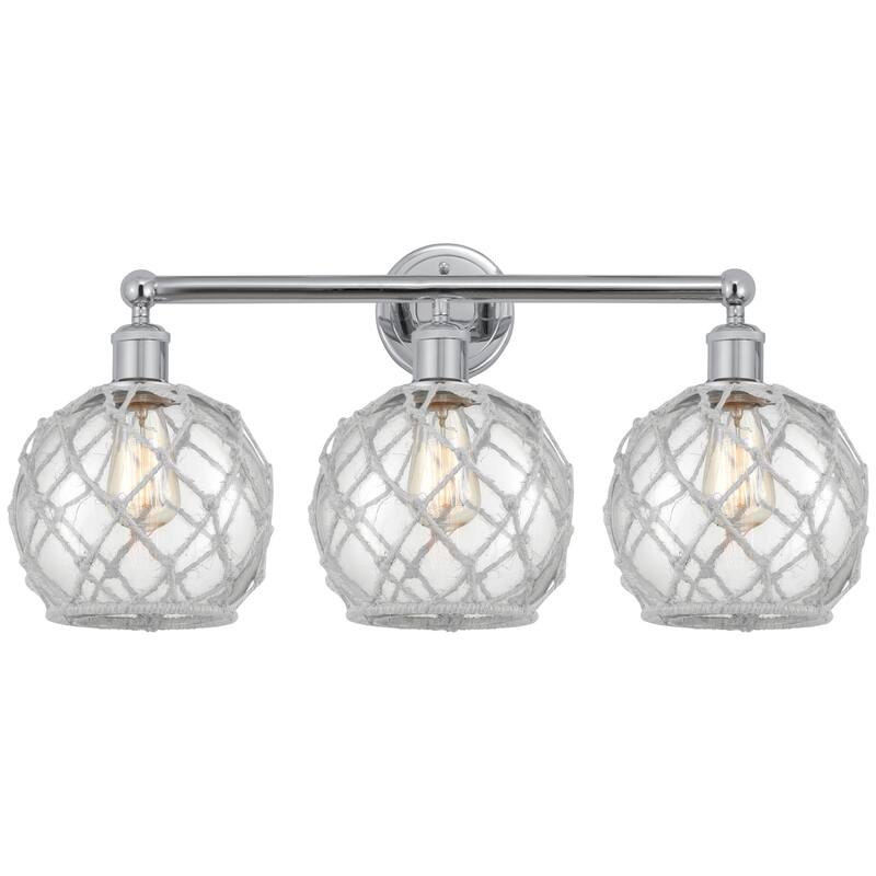 Innovations Lighting 616-3W-13-26 Farmhouse Rope Vanity Farmhouse Rope - Polished Chrome / Clear Glass with White Rope
