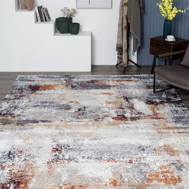 Abstract Grey/Gold Area Rug
