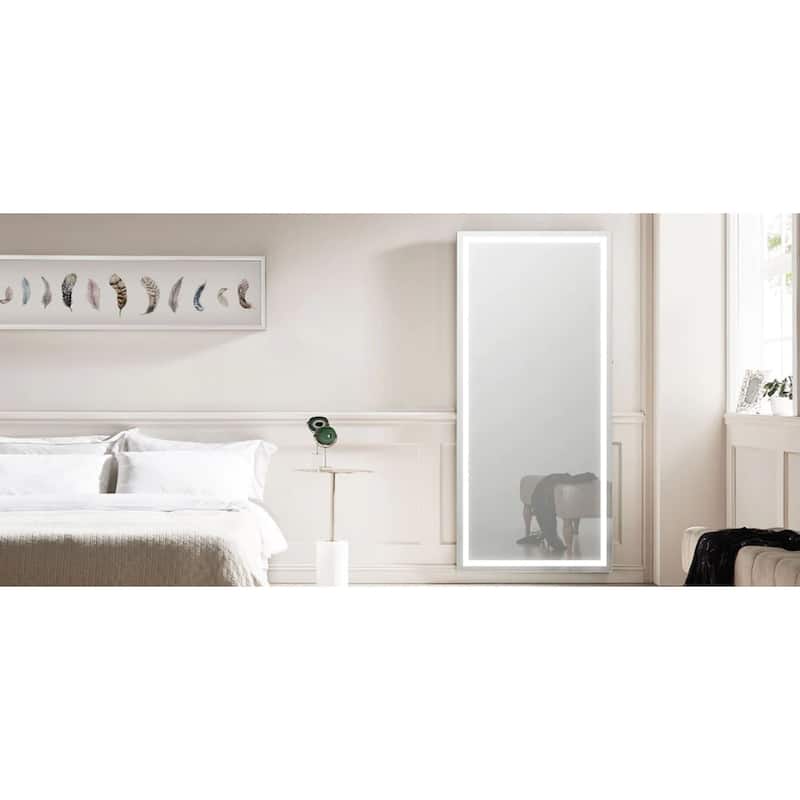 Modern Mirrors Reeva Wall Mounted Full Length Mirror with Lights, 85x40 inches LED Full Body Mirrors for Bedroom and Living Room