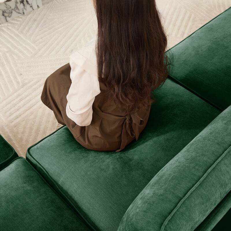 Chenille Upholstered Loveseat with Pull-Out Storage Drawer