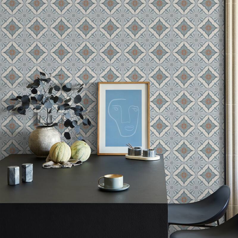 Transform Large Tile Blue Peel & Stick Wallpaper
