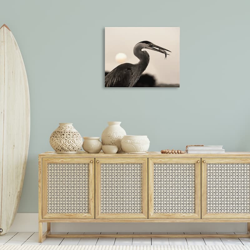Stupell Heron Feeding on Fish Canvas Wall Art Design By Lori Deiter