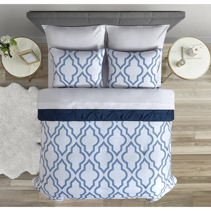 Geo Navy Reversible 3 piece comforter set