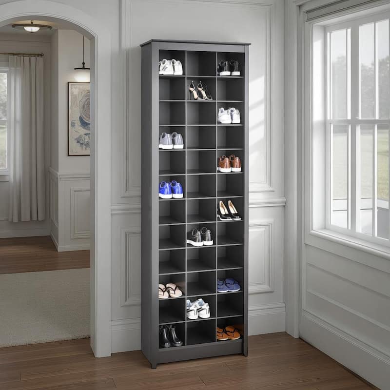 Porch & Den Hewitt Black Space-Saving Shoe Storage Cabinet