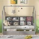 preview thumbnail 14 of 22, Wooden Twin House Bed with Storage Drawers and Shelf, Playhouse Bed for Kids