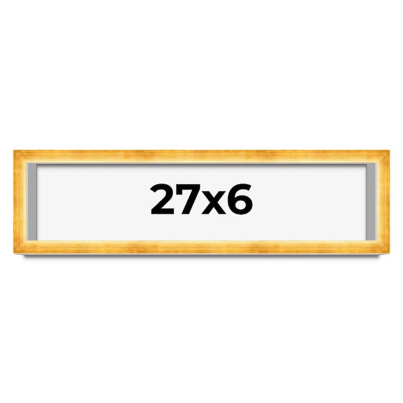 27x6 Shadow Box Frame Gold | 1.625 Inches Deep Real Wood Traditional