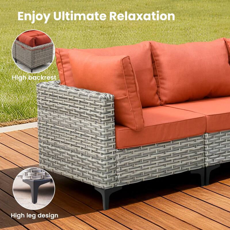 HOOOWOOO 7-piece Rattan Patio Furniture Sectional Set