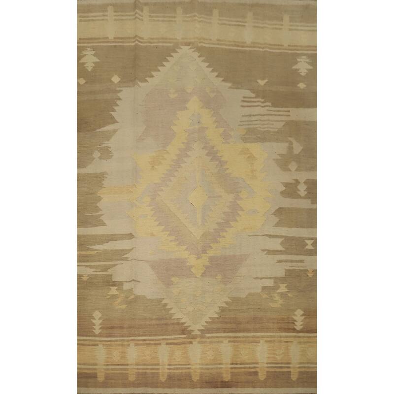 Hand Woven Oriental 100% Wool Carpet Southwestern Tribal Multi-Colored Kilim Area Rug - 9' 0'' X 5' 11''