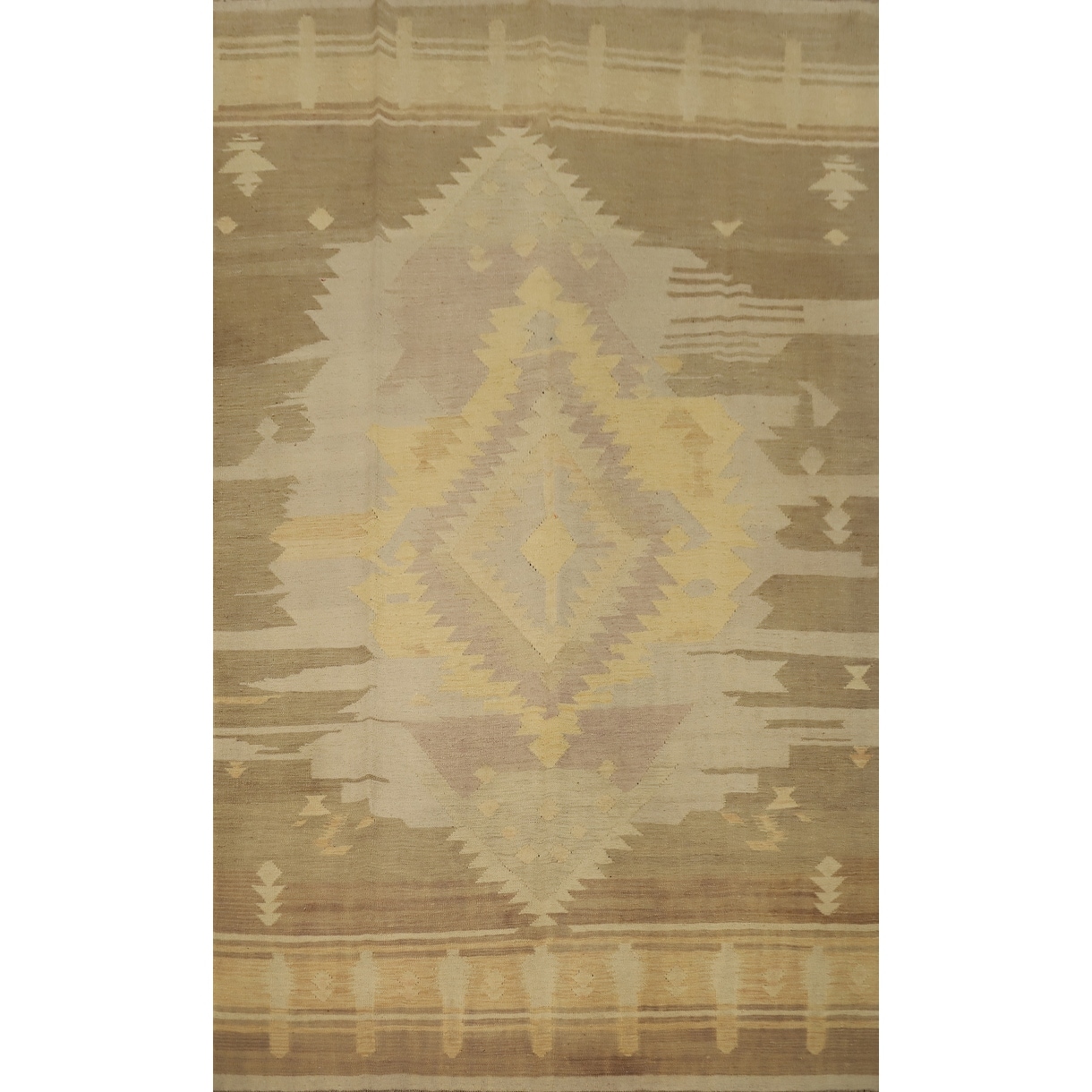 Hand Woven Oriental 100% Wool Carpet Southwestern Tribal Multi-Colored Kilim Area Rug - 9' 0'' X 5' 11''