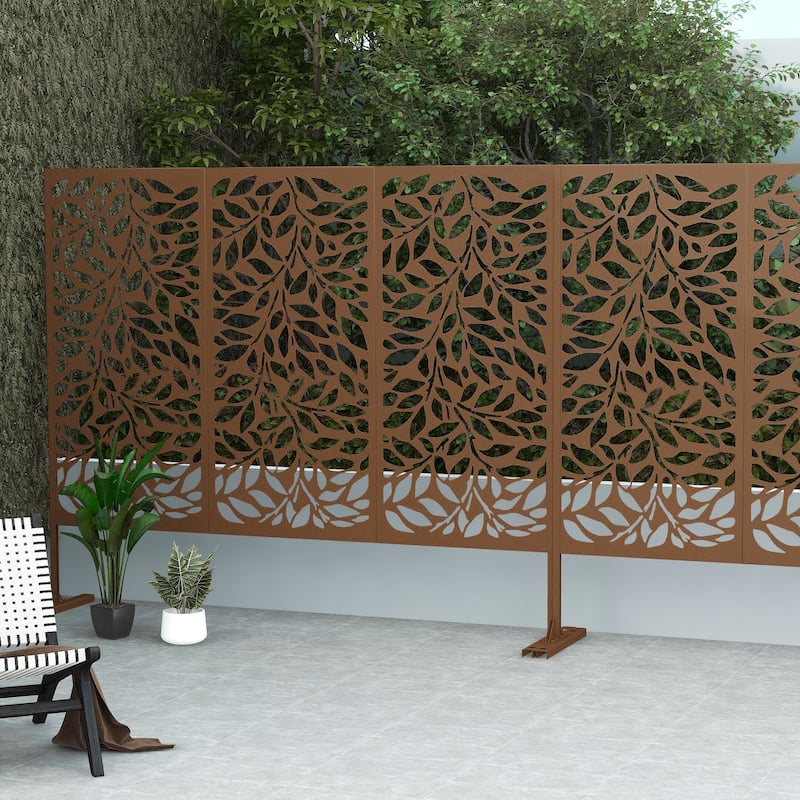 Lirago Metal Privacy Screen Wall Decoration Free Standing-6.3 ft. H X 4 ft. W